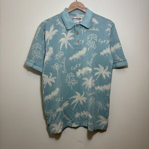 Vintage Honolulu Lulu Silk Shirt Hawaiian Mens Med Blue Button Up Casual Beach